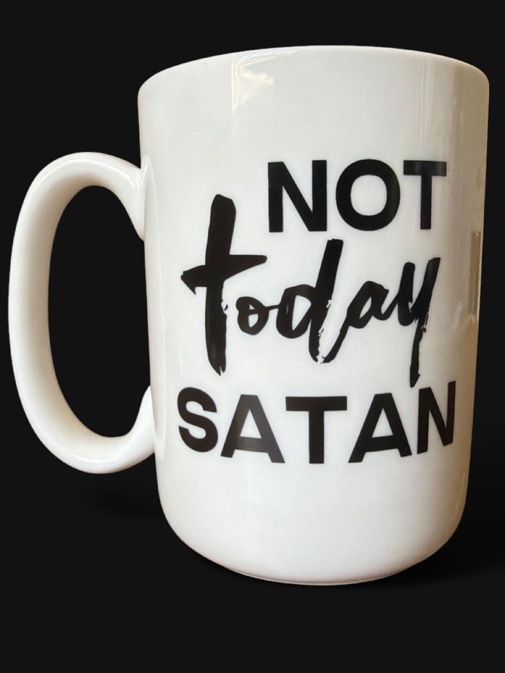 White 'Not Today Satan' Ceramic Mug NWOT
